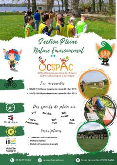 L’OCSPAC ouvre deux  sections pleine nature et environnement pour la rentrée 2023-2024 !
