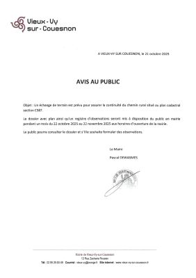 AVIS AU PUBLIC